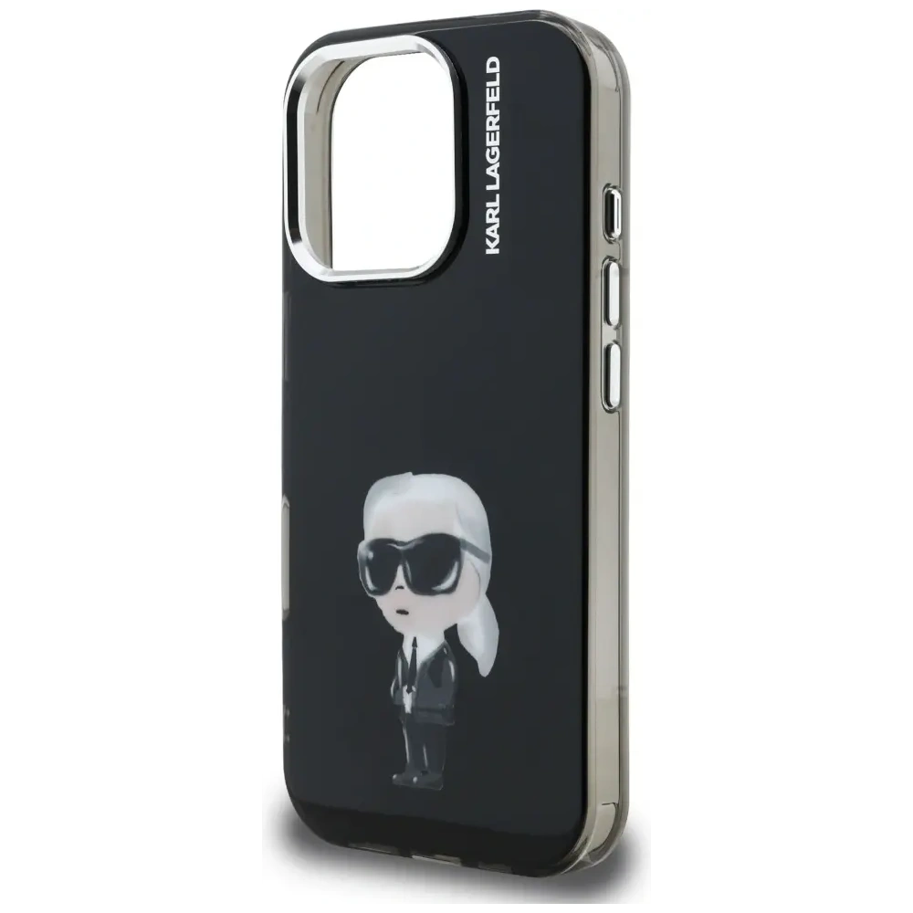 Etui Karl Lagerfeld IML Aquarelle Karl & Logo MagSafe do Apple iPhone 16 Pro Max czarny