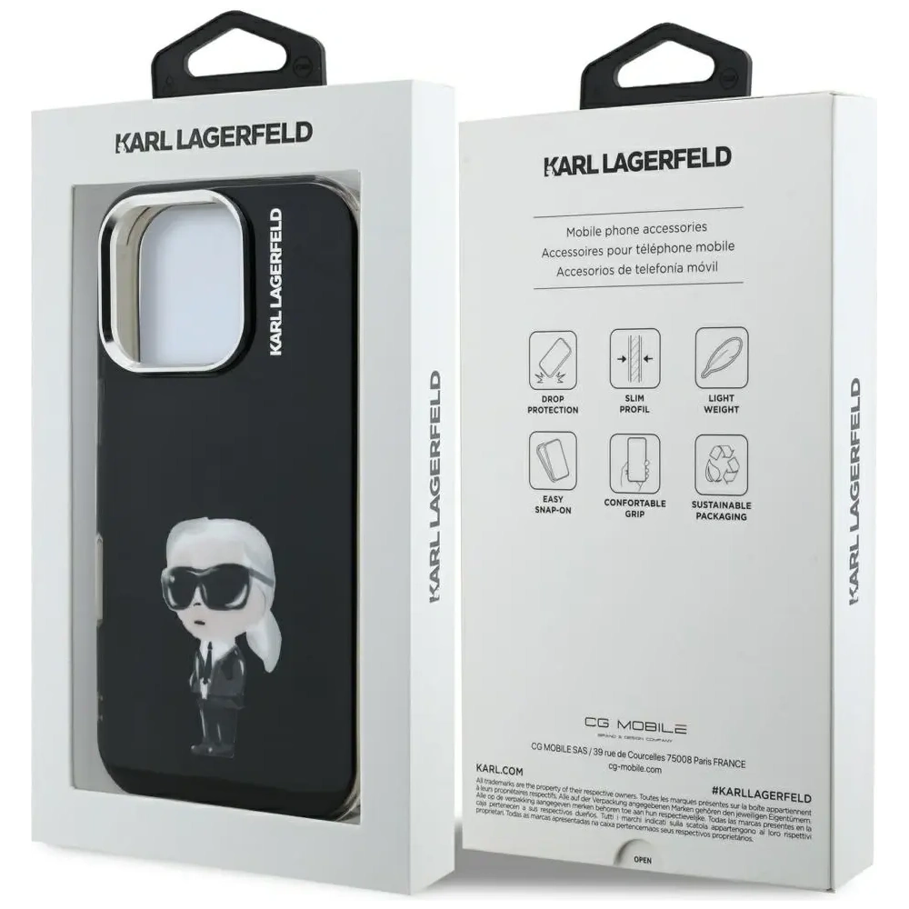 Etui Karl Lagerfeld IML Aquarelle Karl & Logo MagSafe do Apple iPhone 16 Pro Max czarny