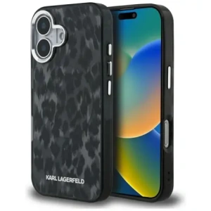 Etui Karl Lagerfeld IML Leopard Pattern MagSafe do Apple iPhone 16 czarny