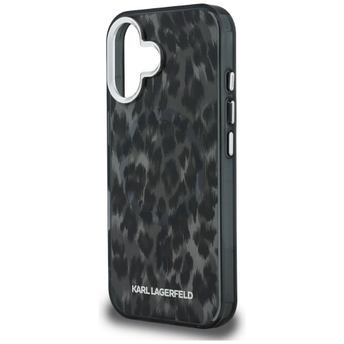 Etui Karl Lagerfeld IML Leopard Pattern MagSafe do Apple iPhone 16 czarny