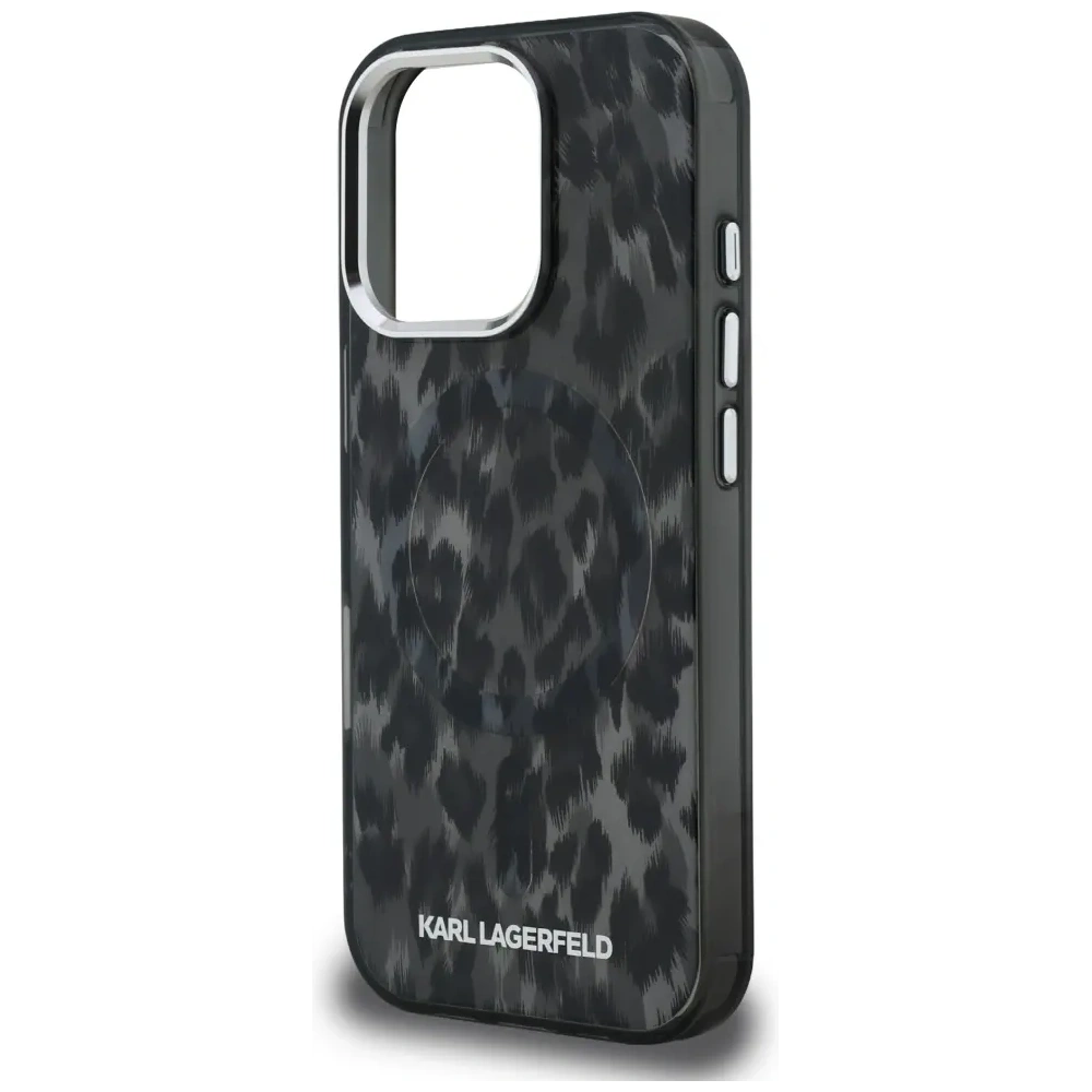 Etui Karl Lagerfeld IML Leopard Pattern MagSafe do Apple iPhone 16 Pro czarny