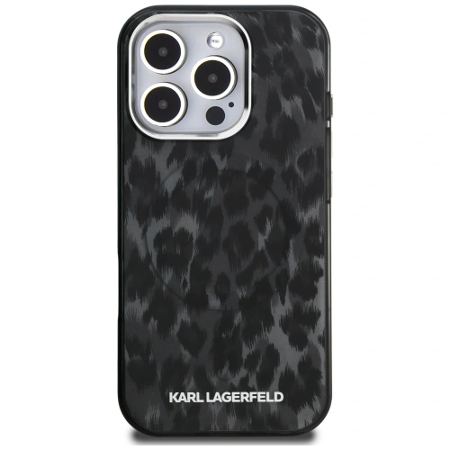 Etui Karl Lagerfeld IML Leopard Pattern MagSafe do Apple iPhone 16 Pro Max czarny