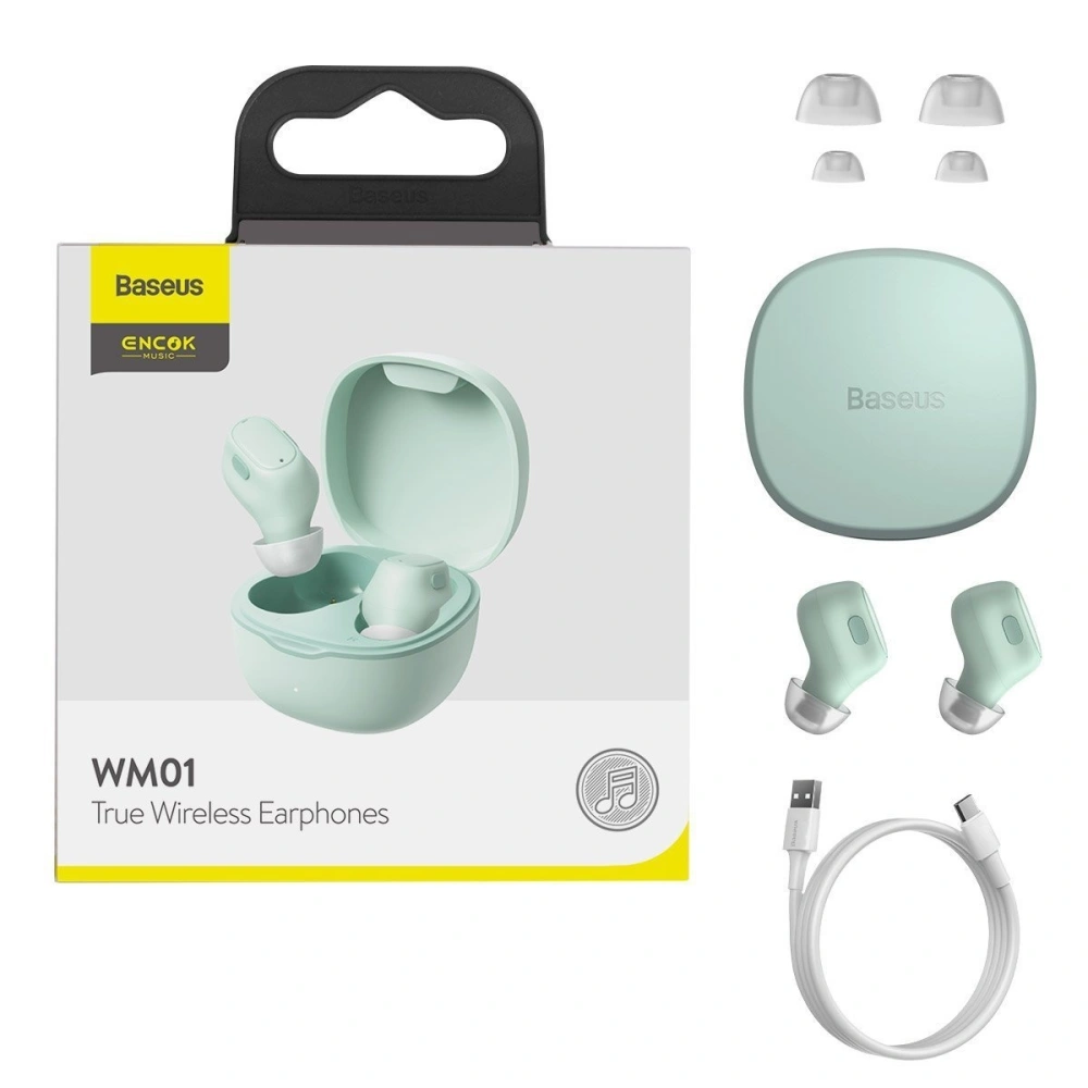 Hurtownia GSM - Bezprzewodowe słuchawki Baseus Encok WM01, Bluetooth 5.0 (zielone) - BSU1638GRN - {ean13} - Hurt