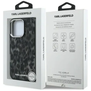 Etui Karl Lagerfeld IML Leopard Pattern MagSafe do Apple iPhone 16 Pro Max czarny