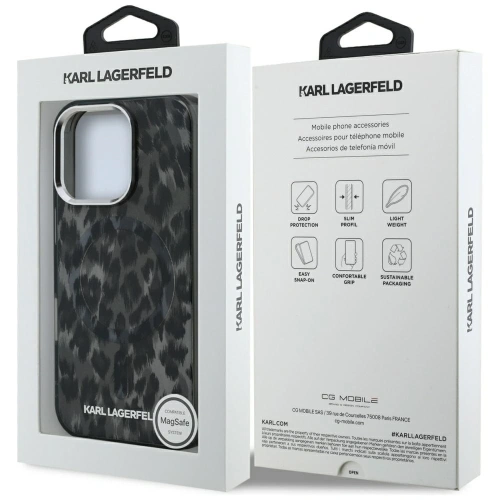 Etui Karl Lagerfeld IML Leopard Pattern MagSafe do Apple iPhone 16 Pro Max czarny