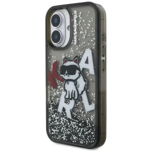 Etui Karl Lagerfeld Liquid Glitter Choupette Logo do Apple iPhone 16 czarny