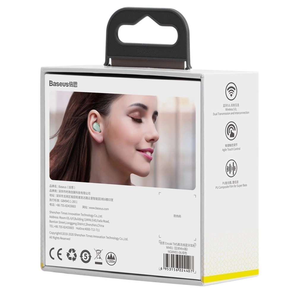 Hurtownia GSM - Bezprzewodowe słuchawki Baseus Encok WM01, Bluetooth 5.0 (zielone) - BSU1638GRN - {ean13} - Hurt