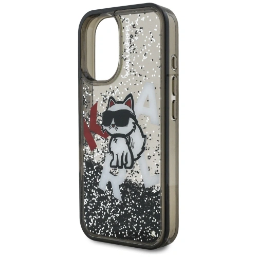 Etui Karl Lagerfeld Liquid Glitter Choupette Logo do Apple iPhone 16 czarny