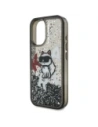 Etui Karl Lagerfeld Liquid Glitter Choupette Logo do Apple iPhone 16 czarny
