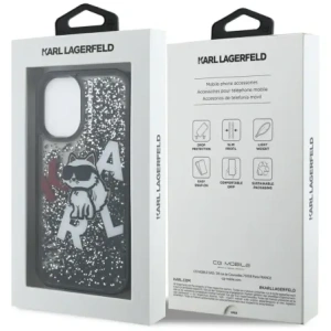 Etui Karl Lagerfeld Liquid Glitter Choupette Logo do Apple iPhone 16 czarny