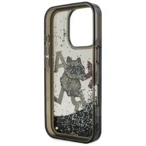 Etui Karl Lagerfeld Liquid Glitter Choupette Logo do Apple iPhone 16 Pro czarny