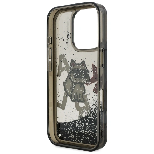 Etui Karl Lagerfeld Liquid Glitter Choupette Logo do Apple iPhone 16 Pro czarny