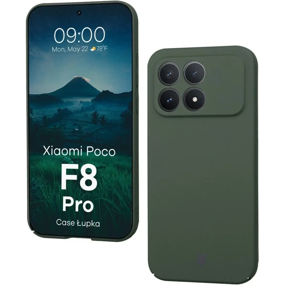 Etui Bizon Case Łupka do Xiaomi POCO F8 Pro zielone