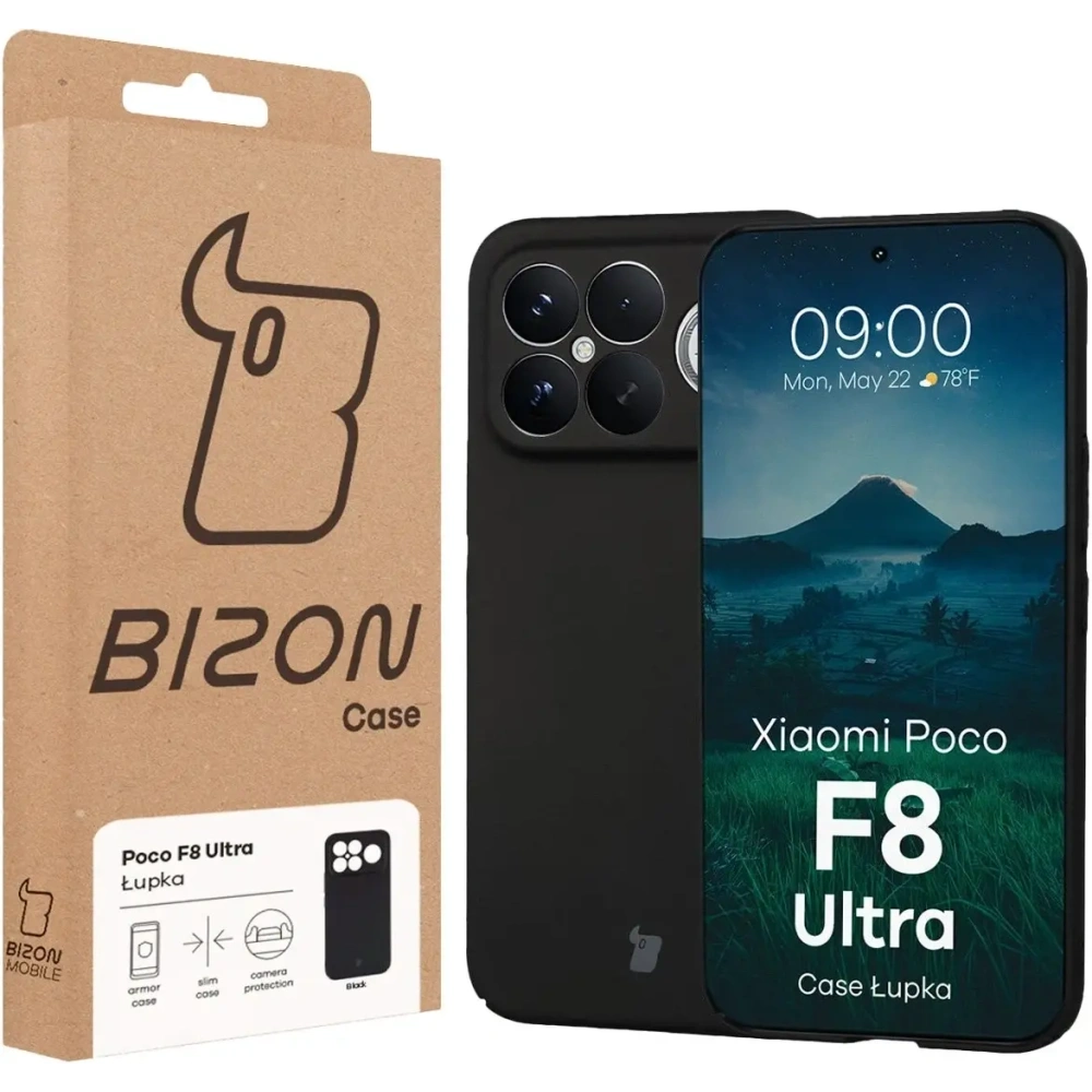 Etui Bizon Case Łupka do Xiaomi POCO F8 Ultra czarne