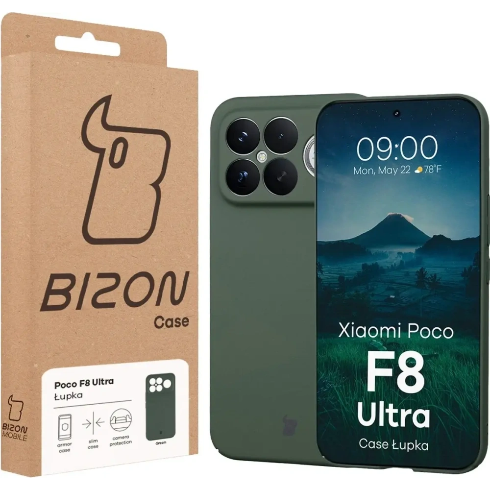 Etui Bizon Case Łupka do Xiaomi POCO F8 Ultra zielone