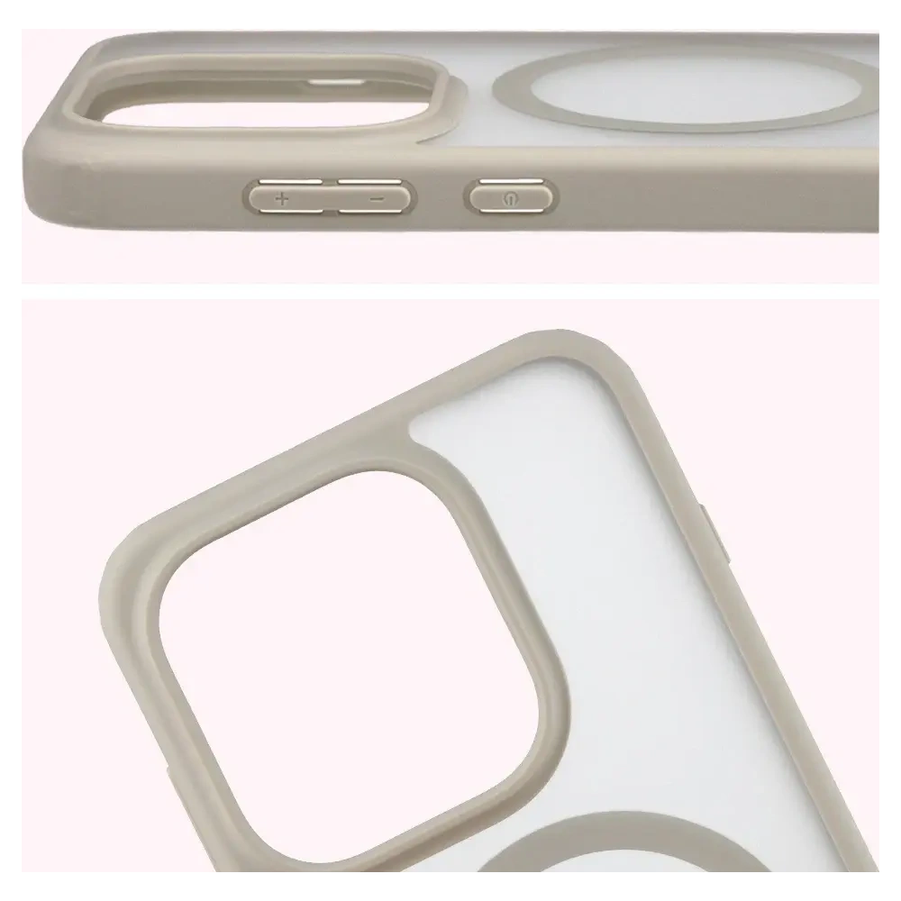 Etui z pierścieniem magnetycznym Bizon Case MatteO do Oppo Find X9 przydymione-beżowe