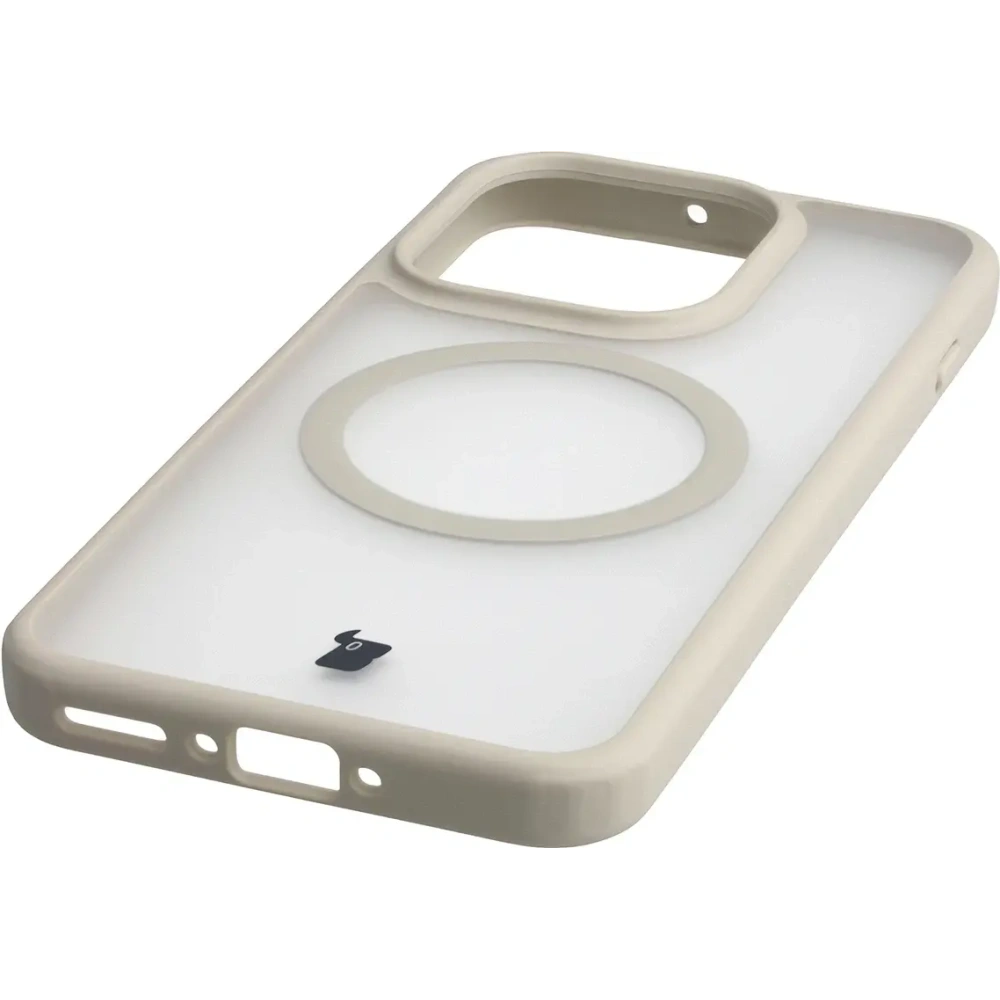 Etui z pierścieniem magnetycznym Bizon Case MatteO do Oppo Find X9 przydymione-beżowe