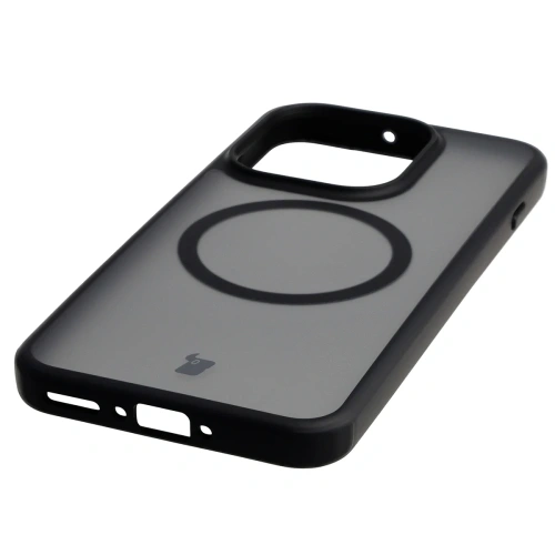 Etui z pierścieniem magnetycznym Bizon Case MatteO do Oppo Find X9 przydymione-czarne