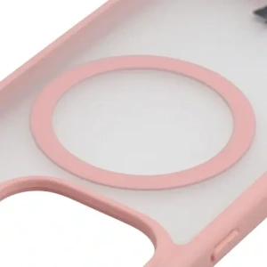 Etui z pierścieniem magnetycznym Bizon Case MatteO do Oppo Find X9 przydymione-jasnoróżowe