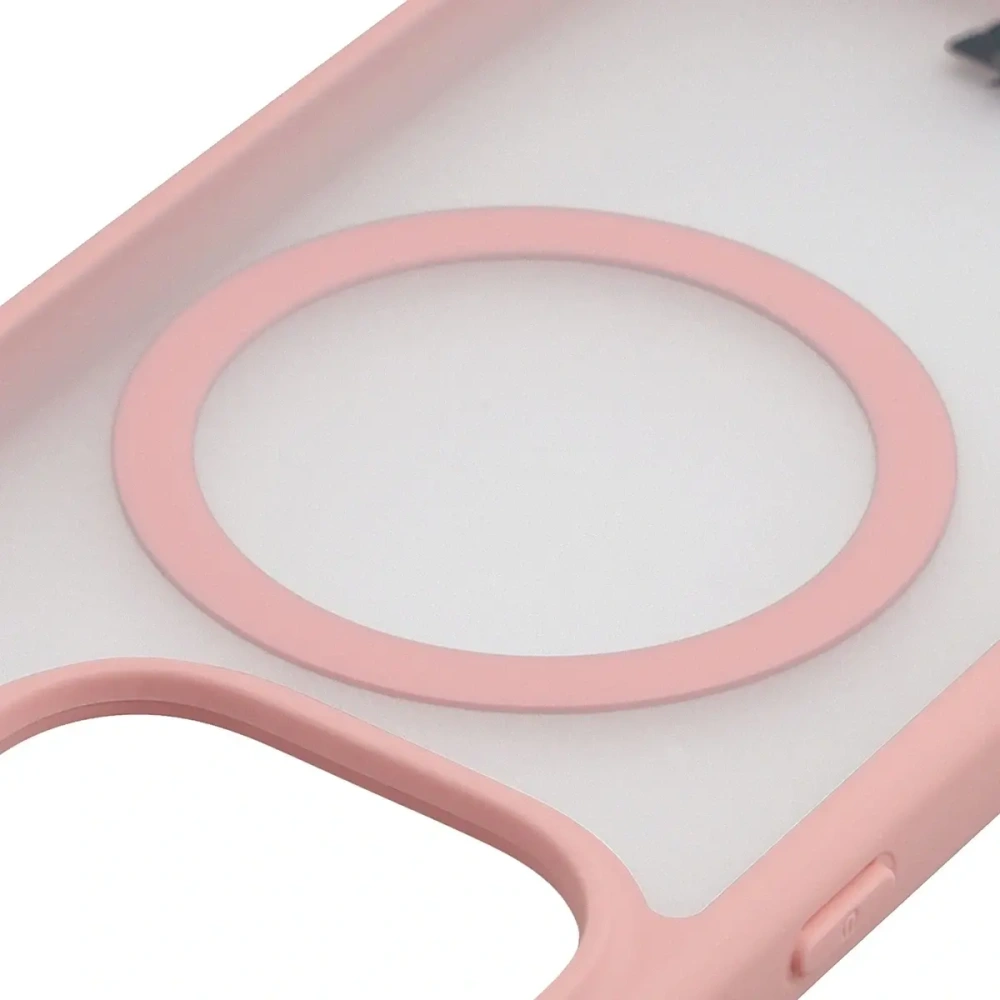 Etui z pierścieniem magnetycznym Bizon Case MatteO do Oppo Find X9 przydymione-jasnoróżowe