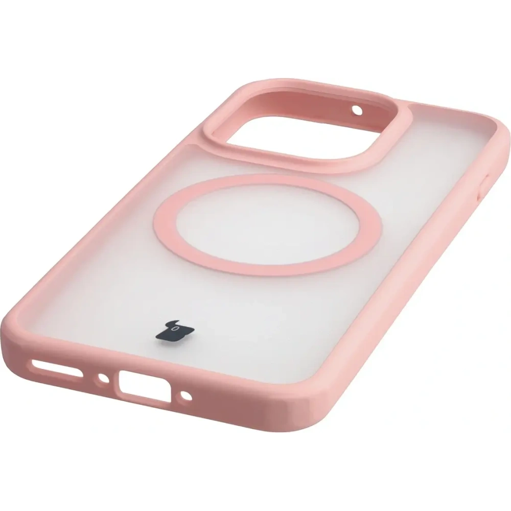 Etui z pierścieniem magnetycznym Bizon Case MatteO do Oppo Find X9 przydymione-jasnoróżowe