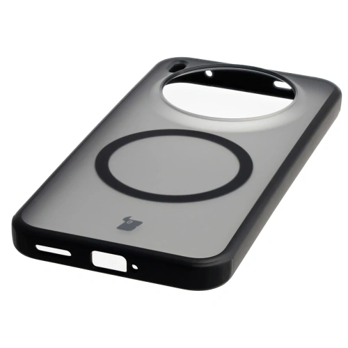 Etui z pierścieniem magnetycznym Bizon Case MatteO do Vivo X300 przydymione-czarne