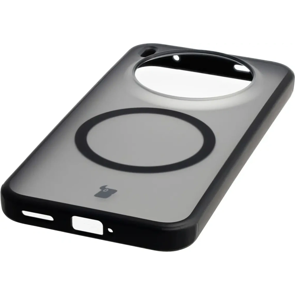 Etui z pierścieniem magnetycznym Bizon Case MatteO do Vivo X300 przydymione-czarne