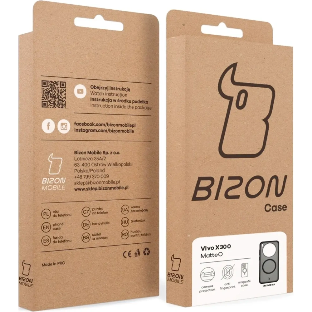 Etui z pierścieniem magnetycznym Bizon Case MatteO do Vivo X300 przydymione-czarne