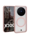 Etui z pierścieniem magnetycznym Bizon Case MatteO do Vivo X300 przydymione-jasnoróżowe