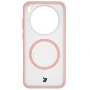 Etui z pierścieniem magnetycznym Bizon Case MatteO do Vivo X300 przydymione-jasnoróżowe