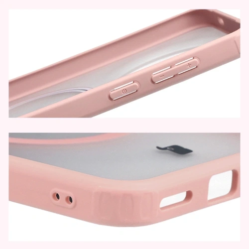 Etui z pierścieniem magnetycznym Bizon Case MatteO do Vivo X300 przydymione-jasnoróżowe