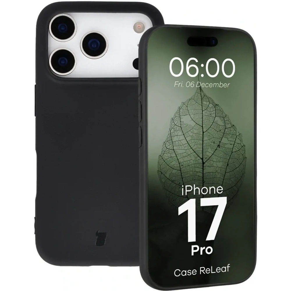 Etui z recyklingu Bizon Case ReLeaf do Apple iPhone 17 Pro czarne