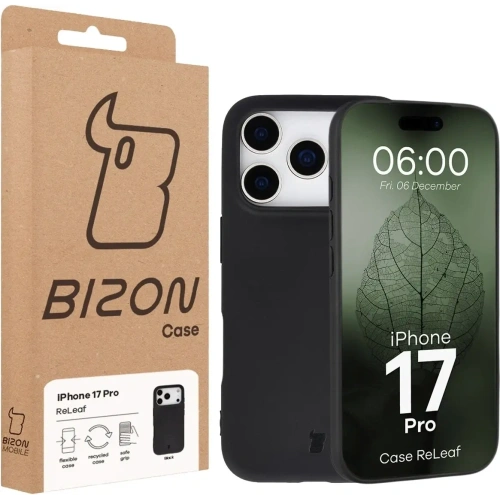 Etui z recyklingu Bizon Case ReLeaf do Apple iPhone 17 Pro czarne