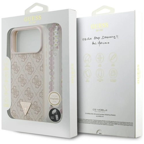 Etui Guess 4G Strap Triangle Logo MagSafe do Apple iPhone 17 Pro Max różowy