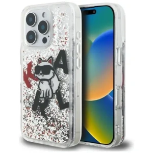 Etui Karl Lagerfeld Liquid Glitter Choupette Logo do Apple iPhone 16 Pro Max przezroczysty