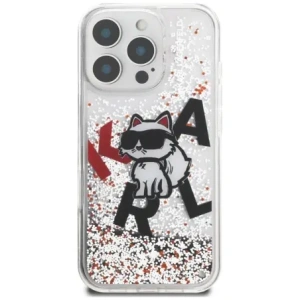 Etui Karl Lagerfeld Liquid Glitter Choupette Logo do Apple iPhone 16 Pro Max przezroczysty