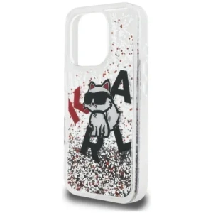 Etui Karl Lagerfeld Liquid Glitter Choupette Logo do Apple iPhone 16 Pro Max przezroczysty
