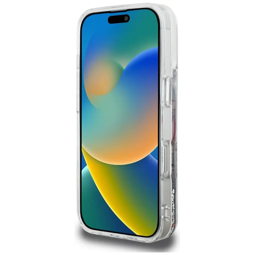 Etui Karl Lagerfeld Liquid Glitter Choupette Logo do Apple iPhone 16 Pro przezroczysty