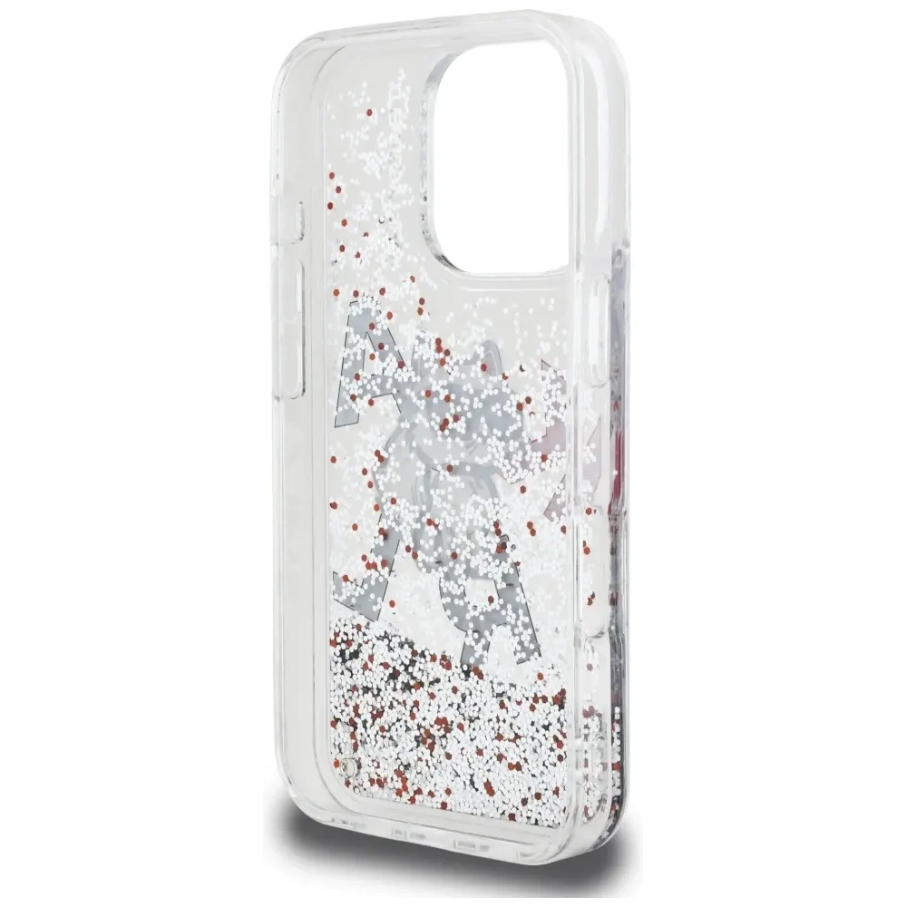 Etui Karl Lagerfeld Liquid Glitter Choupette Logo do Apple iPhone 16 Pro przezroczysty
