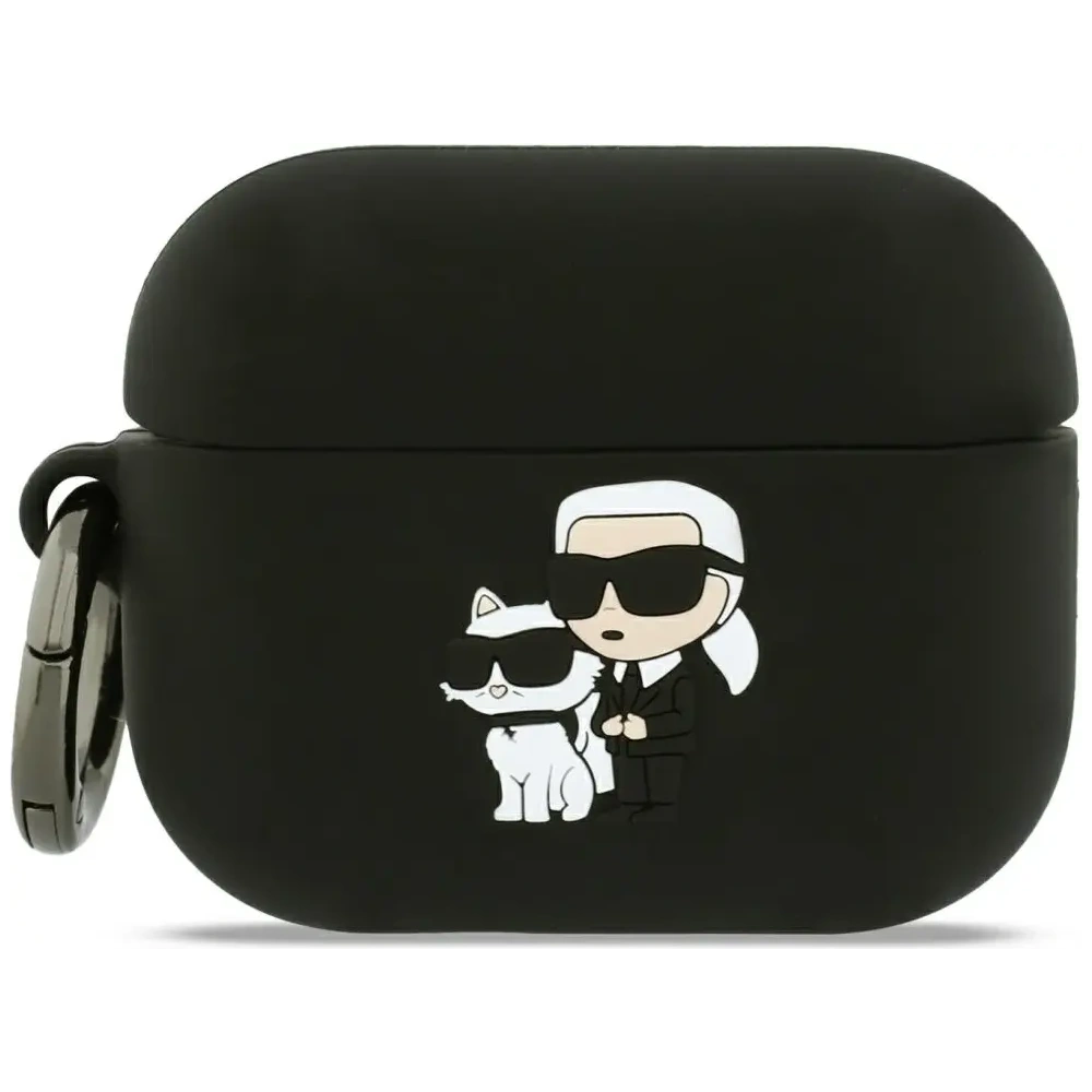 Etui Karl Lagerfeld Silicone Karl&Chaupette Head 3D do AirPods Pro 3 czarny