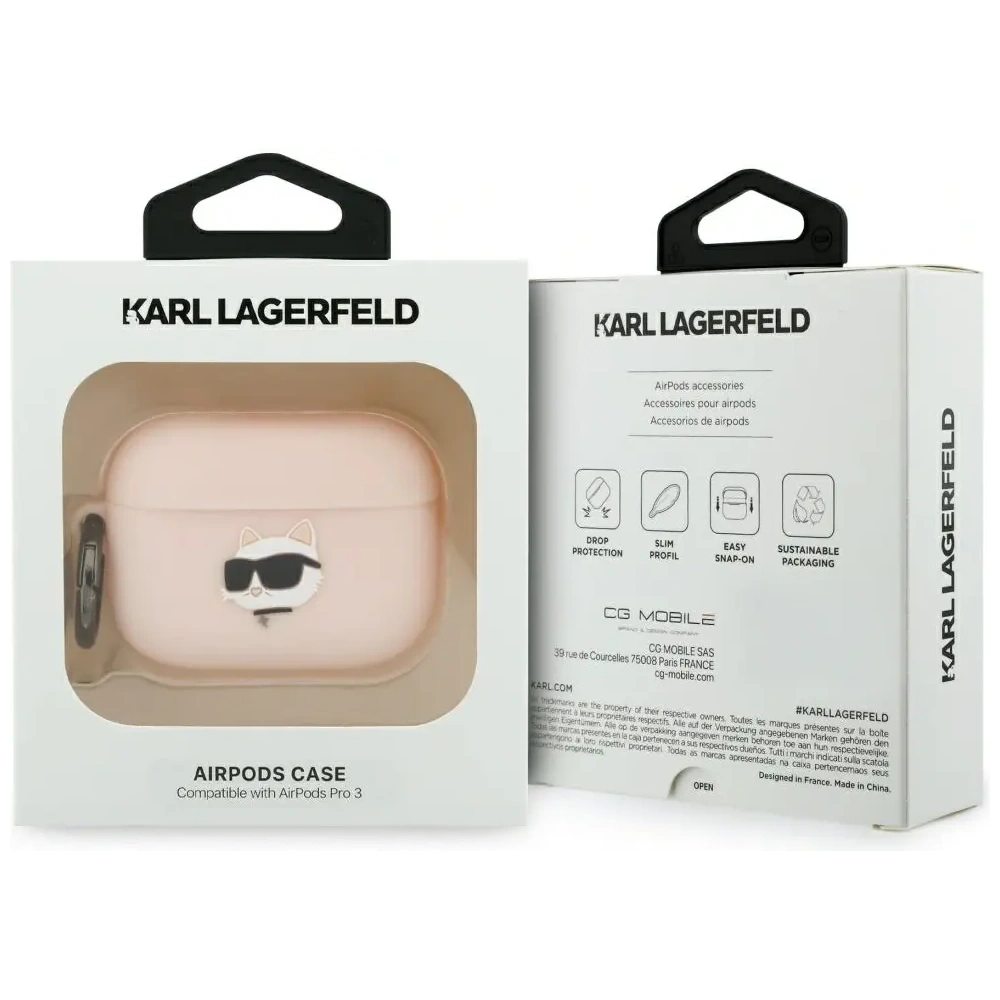 Etui Karl Lagerfeld Silicone Chaupette Head 3D do Apple AirPods Pro 3 różowy