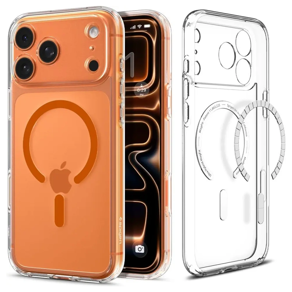 Etui Spigen Ultra Hybrid Mag MagSafe do Apple iPhone 17 Pro Max Clear/orange