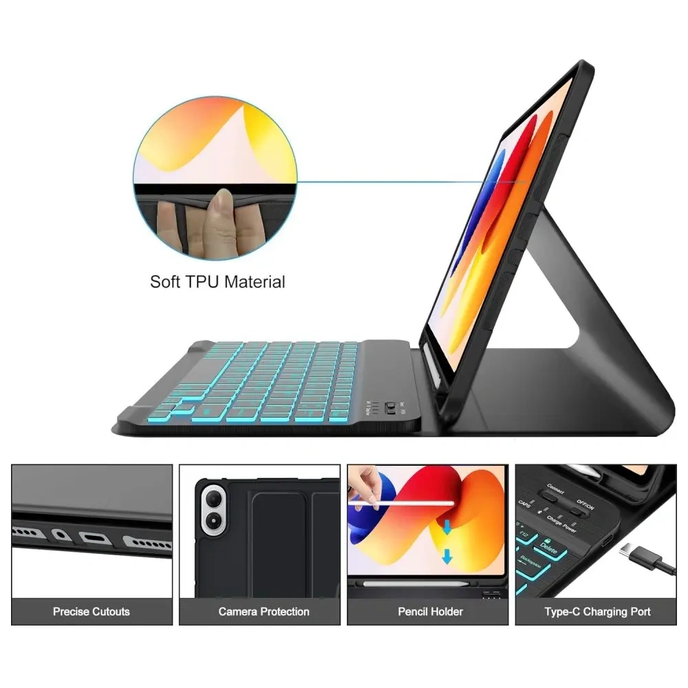 Etui Tech-Protect SmartCase Pen + Keyboard do Xiaomi Poco Pad M1 / Redmi Pad 2 Pro 12.1 Black