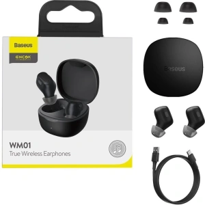 Hurtownia GSM - Bezprzewodowe słuchawki Baseus Encok WM01, Bluetooth 5.0 (czarne) - BSU1641BLK - {ean13} - Hurt