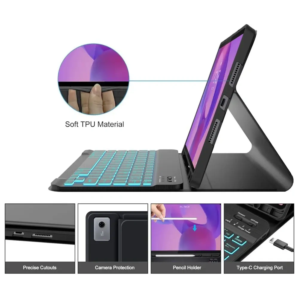 Etui Tech-Protect SmartCase Pen + Keyboard do Lenovo Idea Tab Plus 12.1 TB-361 Black