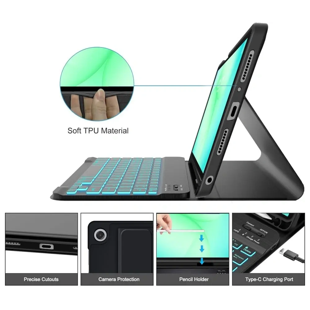 Etui Tech-Protect SmartCase Pen + Keyboard do Samsung Galaxy Tab A9+ / A11+ Plus 11.0 X210 / X215 / X216 / X230 / X235 / X236 Black