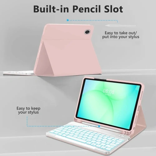 Etui Tech-Protect SmartCase Pen + Keyboard do Samsung Galaxy Tab A9+ / A11+ Plus 11.0 X210 / X215 / X216 / X230 / X235 / X236 Pink