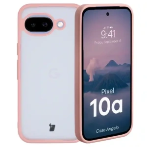 Etui Bizon Case Angelo do Google Pixel 10a półprzezroczyste z jasnoróżową ramką