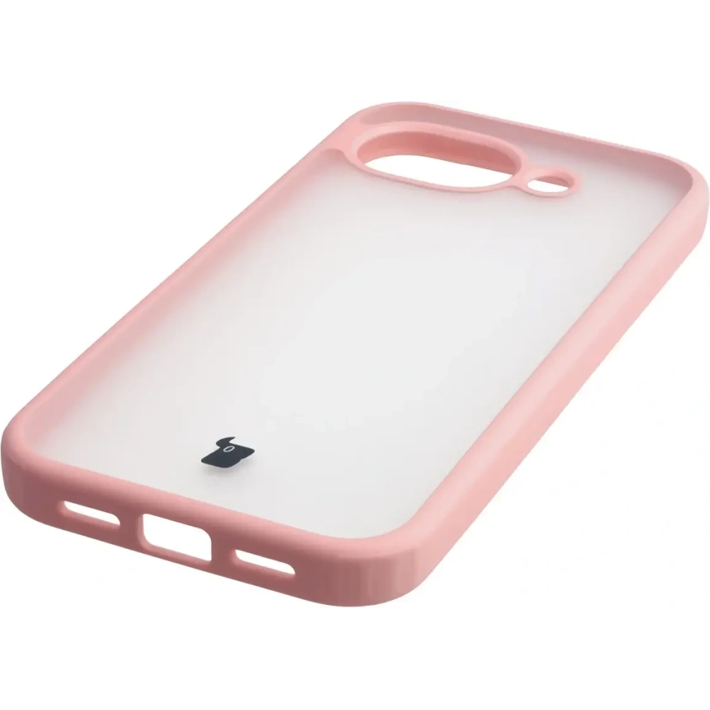 Etui Bizon Case Angelo do Google Pixel 10a półprzezroczyste z jasnoróżową ramką