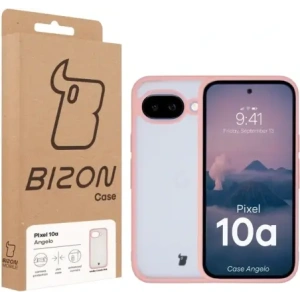 Etui Bizon Case Angelo do Google Pixel 10a półprzezroczyste z jasnoróżową ramką